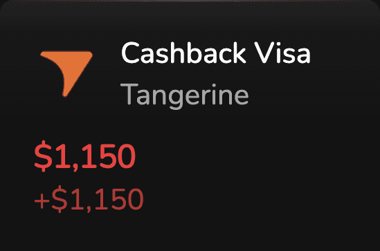 Tangerine cashback Visa