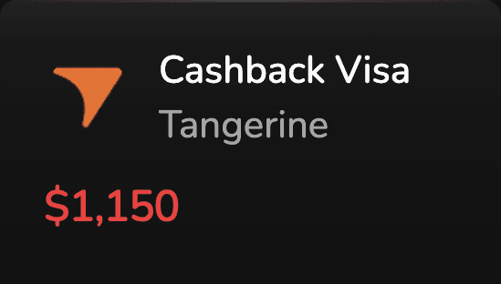 Tangerine cashback Visa