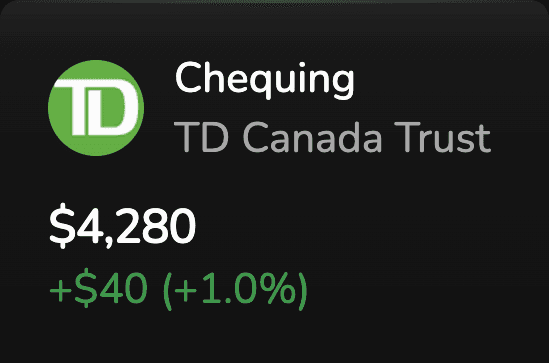 TD Canada Trust chequing account